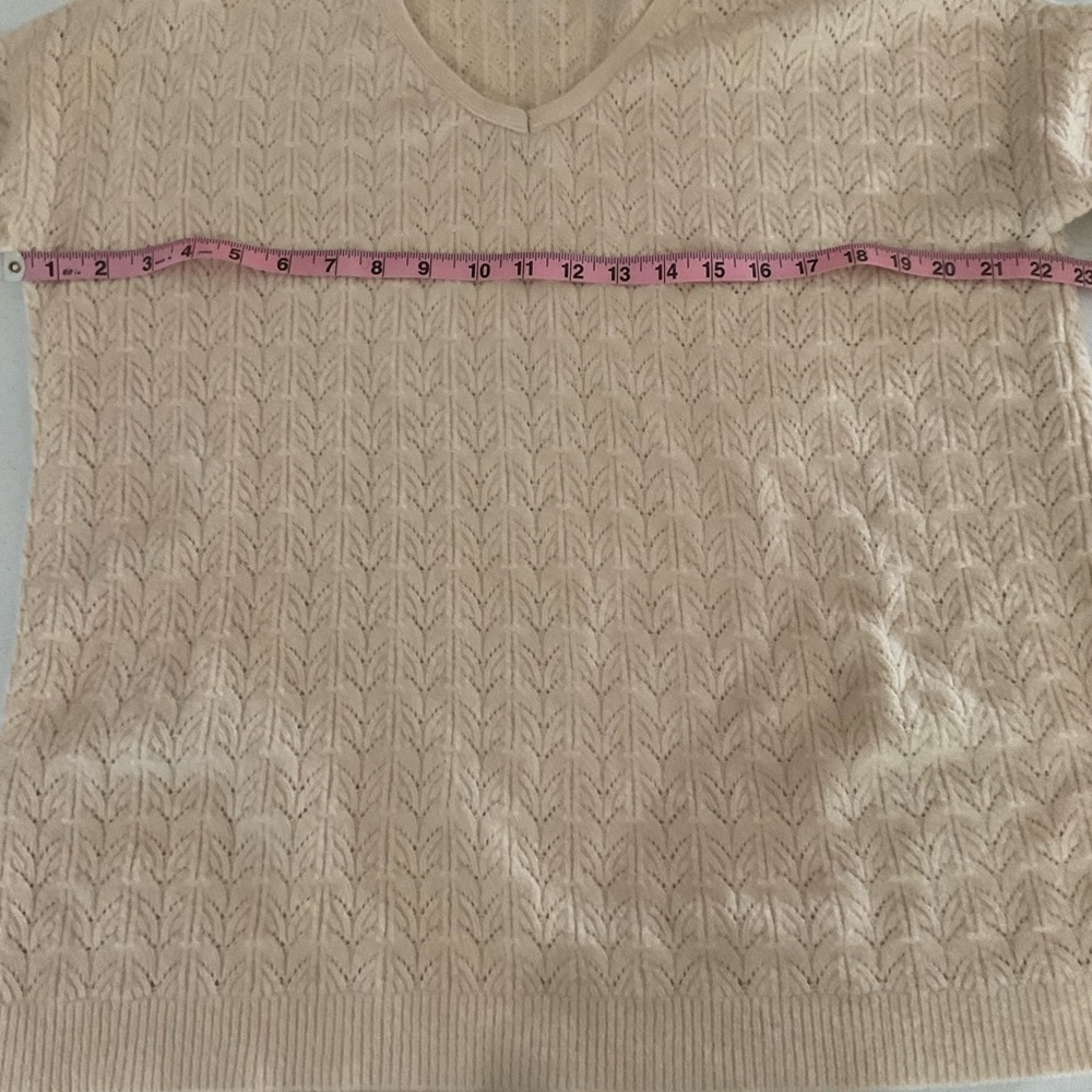 Chico’s Cable Knit Sweater V-Neck “Drama” Pullover Oatmeal Women’s 8 (Chico’s 1) - Picture 10 of 13